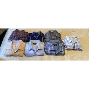 Bugatchi Lot Mens XXL 7 Button Down Shirts ALL Shaped fit Blue